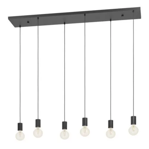 lampă suspendată E27 6x40W negru Cotillas