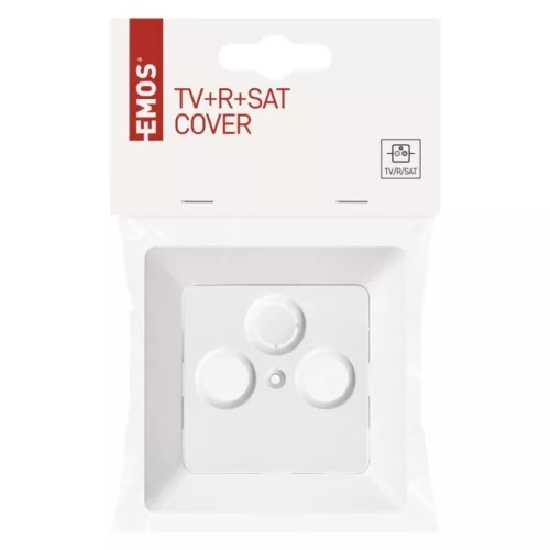 TV+R+SAT Csatlakozó aljzat burkolat, fehér (fényes), EMOS, A6004.3
