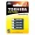 Ceruzaelem AAA (LR03) , 1.5 Volt , 4 darab , tartós , elem , High Power , TOSHIBA