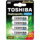 Ceruzaelem AA (LR6) , 1.2 Volt , 4 darab , tartós , elem , tölthető , 2000mAh , High Power , TOSHIBA