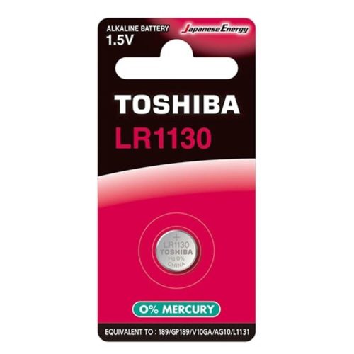 Gombelem LR113 , lapos elem , 1.5 Volt , 1 darab , tartós , elem , higany mentes , TOSHIBA