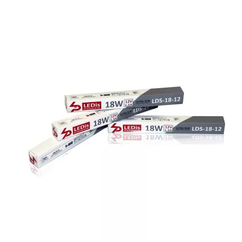 LED tápegység , 12 Volt , 18 Watt , 1.5A , ultra slim , 3+2 év garancia , LEDis , LDS-18-12