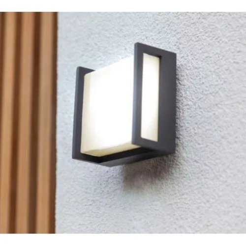 LED lámpatest , oldalfali , 9.5W , természetes fehér , sötétszürke , kültéri , IP54 , LUTEC , QUBO