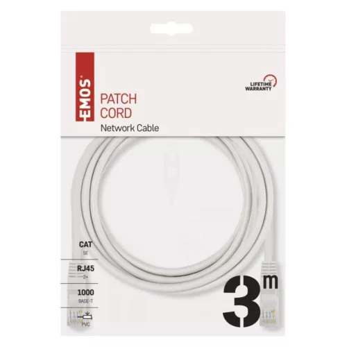 EMOS Patch kábel CAT5E UTP PVC 3m, S9124