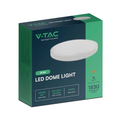 baiei lampă LED de tavan rotund, 18w, 4000K, alb natural, 1830lm, 120°, alb, CRI>80, IP44, V-TAC, 76161