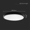 baiei lampă LED de tavan rotund, 18w, 3000K, alb cald, 1830lm, 120°, negru, CRI>80, IP44, V-TAC, 76331