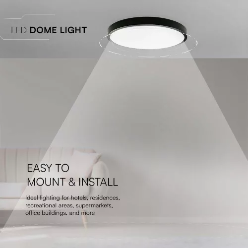 baiei lampă LED de tavan rotund, 18w, 6500K, alb rece, 1830lm, 120°, negru, CRI>80, IP44, V-TAC, 76351