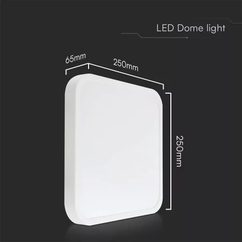 baiei lampă LED de tavan pătrat formă, 18w, 3000K, alb cald, 1830lm, 120°, alb, CRI>80, IP44, V-TAC, 76241