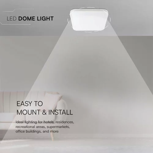 baiei lampă LED de tavan pătrat formă, 18w, 3000K, alb cald, 1830lm, 120°, alb, CRI>80, IP44, V-TAC, 76241