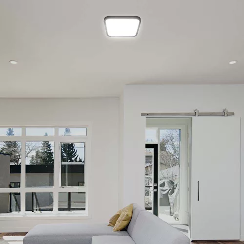 baiei lampă LED de tavan pătrat formă, 18w, 3000K, alb cald, 1830lm, 120°, negru, CRI>80, IP44, V-TAC, 76421