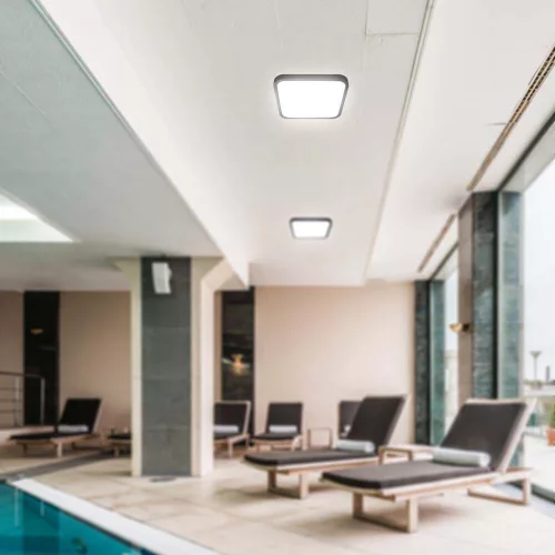 baiei lampă LED de tavan pătrat formă, 18w, 6500K, alb rece, 1830lm, 120°, negru, CRI>80, IP44, V-TAC, 76441