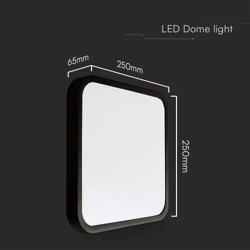 baiei lampă LED de tavan pătrat formă, 18w, 6500K, alb rece, 1830lm, 120°, negru, CRI>80, IP44, V-TAC, 76441