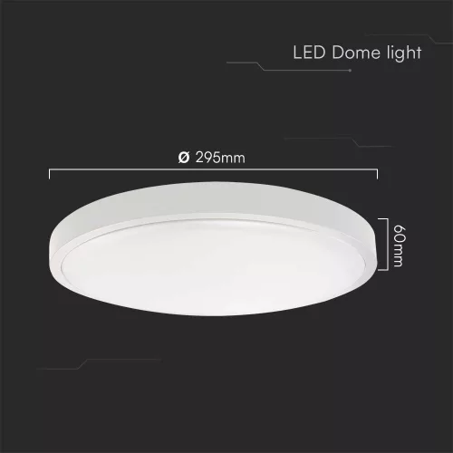 baiei lampă LED de tavan rotund, 24w, 4000K, alb natural, 2500lm, 120°, alb, CRI>80, IP44, V-TAC, 76191