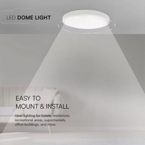 baiei lampă LED de tavan rotund, 24w, 4000K, alb natural, 2500lm, 120°, alb, CRI>80, IP44, V-TAC, 76191
