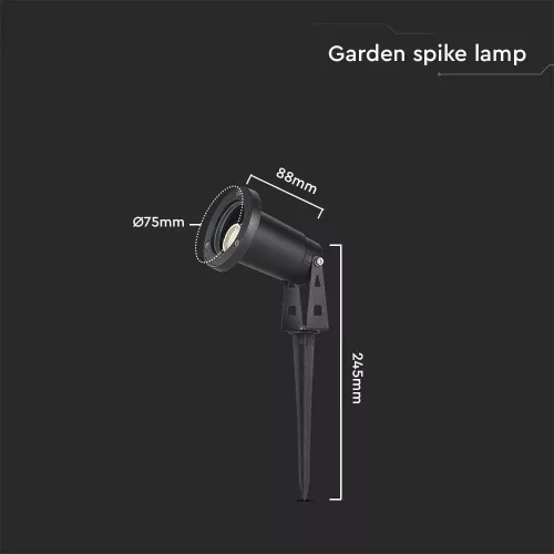 exterior cu țăruș lampadar, GU10, negru, IP65, V-TAC, 10372