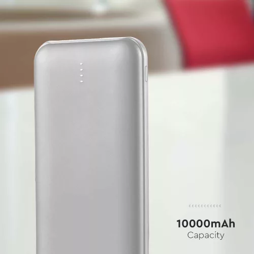 Hordozható LED kijelzős power bank, 10w, ezüst, V-TAC, 23035