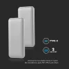 Hordozható LED kijelzős power bank, 10w, ezüst, V-TAC, 23035