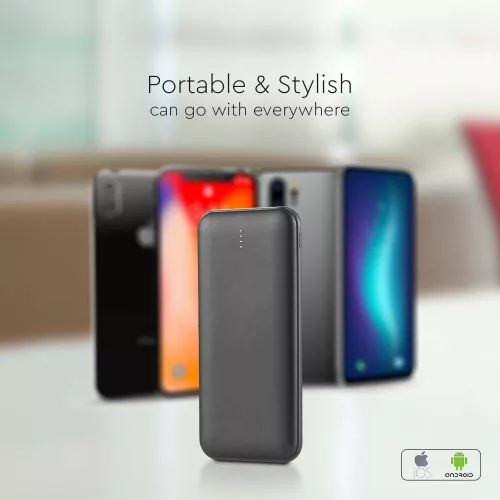 Hordozható LED kijelzős power bank, 10w, fekete, V-TAC, 23036