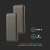 Hordozható LED kijelzős power bank, 10w, szürke, V-TAC, 23037