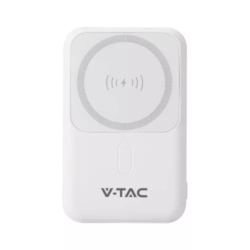 Vezeték nélküli mágneses power bank, 20w, fehér, V-TAC, 23039