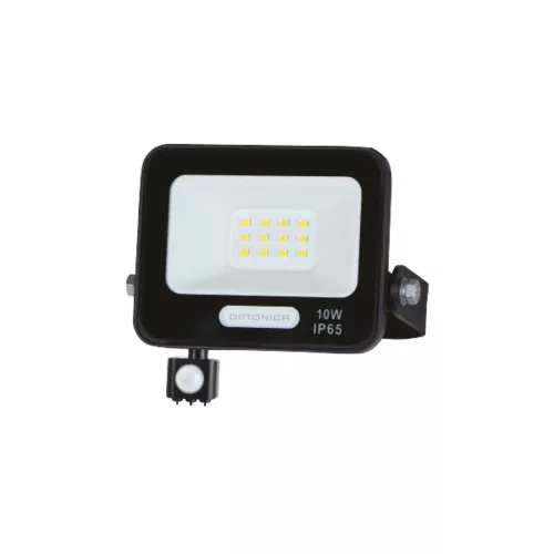 LED smd proiector IP65 negru și cu senzor , 10W , 4000K , alb natural , 900 lm , Optonica , 15849
