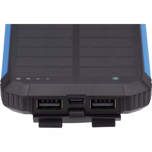 Power bank 10000mah 3.7v napelemes: 1.2w fekete+kék LED: 2w, fekete/kék, Optonica, 7691