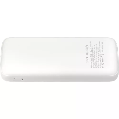 10000mah 3,7v fehér külső akkumulátor, mikro/c típusú, maximális teljesítmény: 22,5w, Optonica, 7693