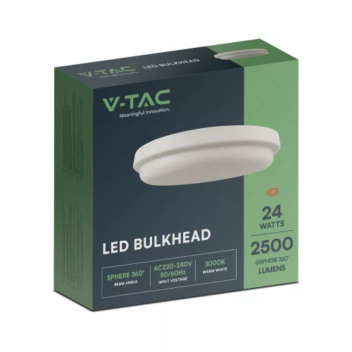 exterior lampă LED de tavan, 24w, 6500K, alb rece, 2500lm, alb, CRI>80, IP54, V-TAC, 23598