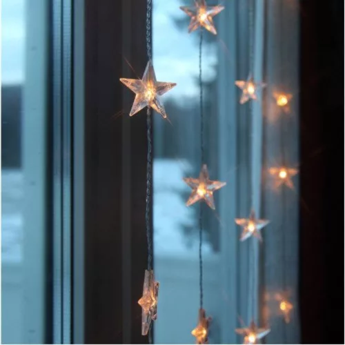 LED decorativ, transparent csillagokkal, interior, 20LED, 1.8 m, alb cald, STAR CURTAIN, EGLO