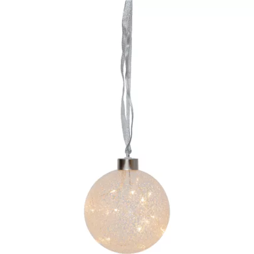 decorațiune LED, ornament pentru brad de Crăciun, interior, 10 cm, 15 buc LED, alb cald, argintiu, cu baterii, EGLO