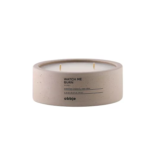 Bézs Amber Essence gyertya, 100% beton, 12cm x 4,5cm