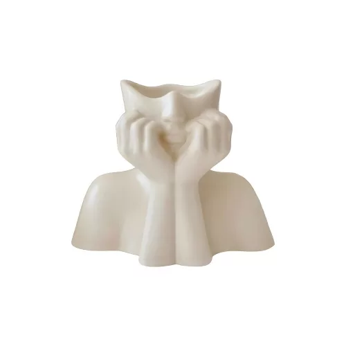 Elegáns krémszínű kerámia váza, 19 x 11 x 16 cm | 100% kerámia