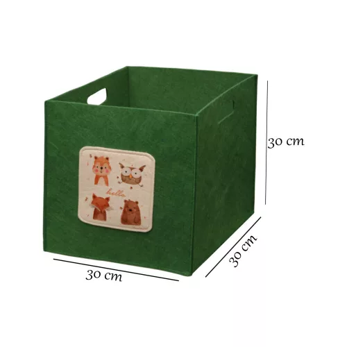 Zöld filckosár, 30x30x31 cm | 100% filc | Stílusos tárolás