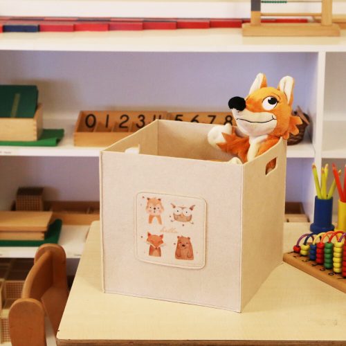 Krémes filc kosár, 30x30x30 cm | 100% filc | Stílusos tárolás