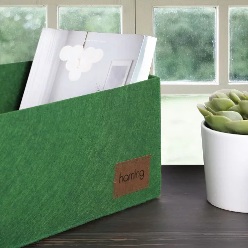 Zöld filc kosár, 30 x 20 x 15 cm | 100% filc | Stílusos tárolás