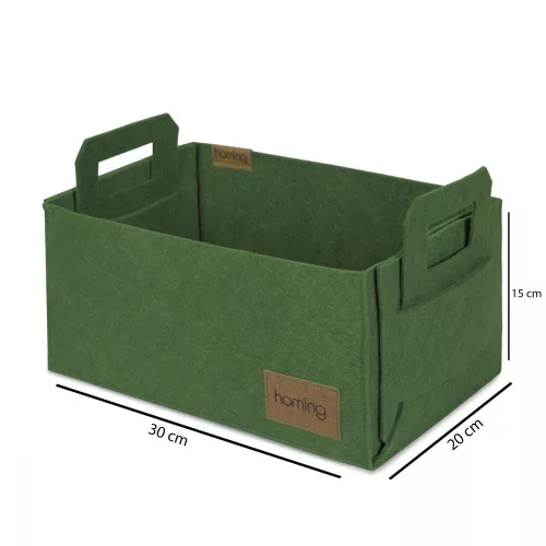 Zöld filc kosár, 30 x 20 x 15 cm | 100% filc | Stílusos tárolás