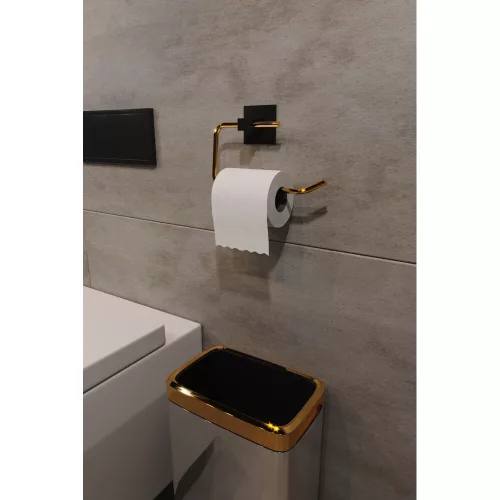 Elegáns arany fém WC-papír tartó, 8x5x16 cm | 100%-ban fém design modern fürdőszobákhoz