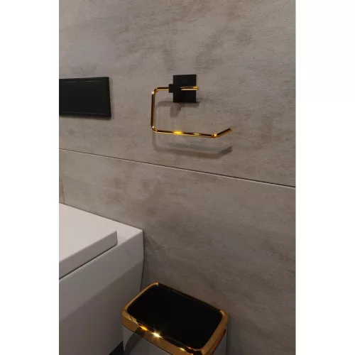 Elegáns arany fém WC-papír tartó, 8x5x16 cm | 100%-ban fém design modern fürdőszobákhoz
