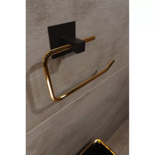 Elegáns arany fém WC-papír tartó, 8x5x16 cm | 100%-ban fém design modern fürdőszobákhoz