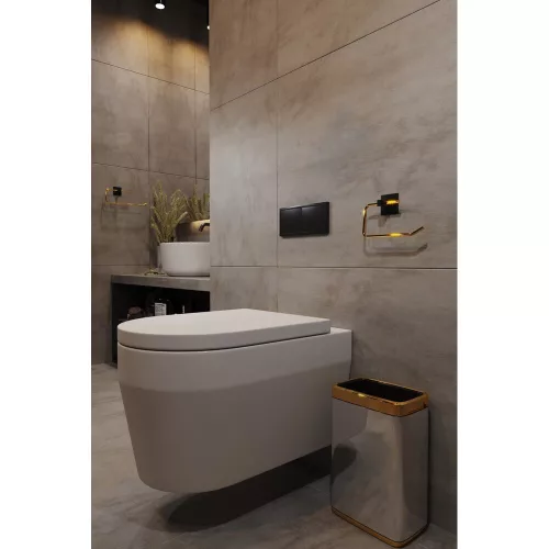Elegáns arany fém WC-papír tartó, 8x5x16 cm | 100%-ban fém design modern fürdőszobákhoz