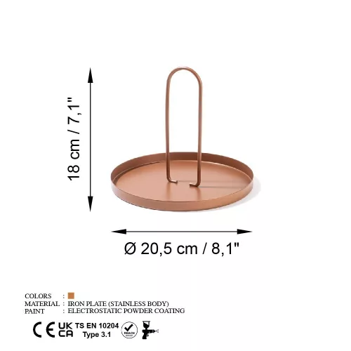 Elegáns réz dekoratív fémtartozék, 20,5 cm