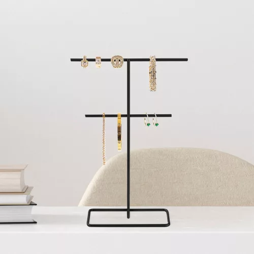Elegáns fekete fém ékszertartó rendszer, 15 cm átm
