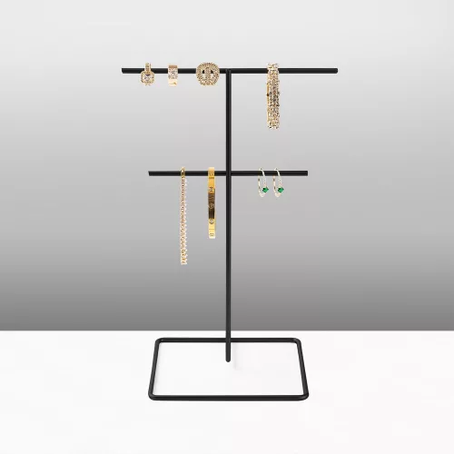 Elegáns fekete fém ékszertartó rendszer, 15 cm átm