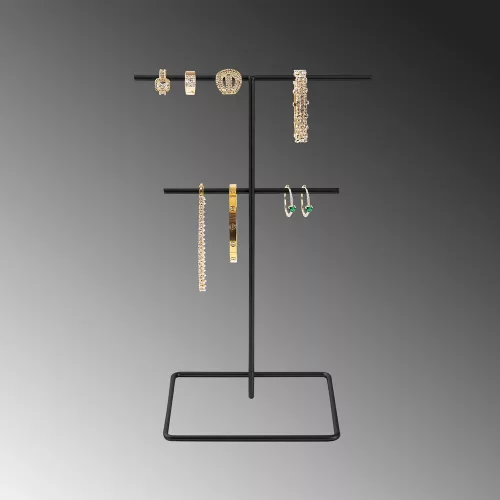 Elegáns fekete fém ékszertartó rendszer, 15 cm átm
