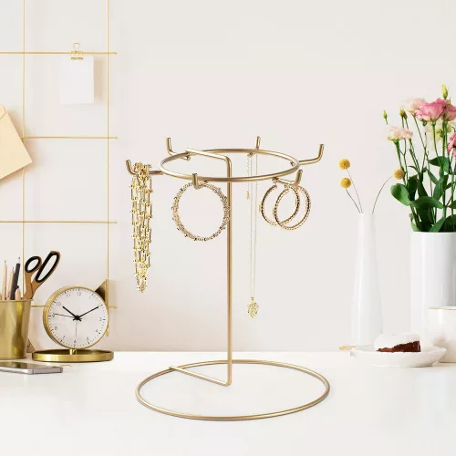 Elegáns arany fém ékszerállvány rendszerező, 22 cm átm