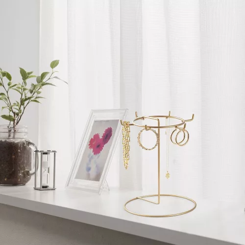 Elegáns arany fém ékszerállvány rendszerező, 22 cm átm