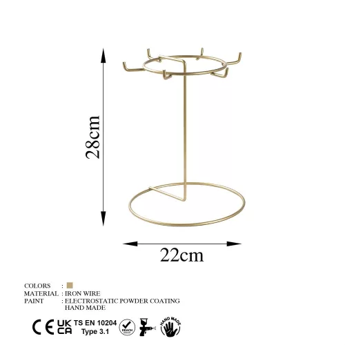 Elegáns arany fém ékszerállvány rendszerező, 22 cm átm
