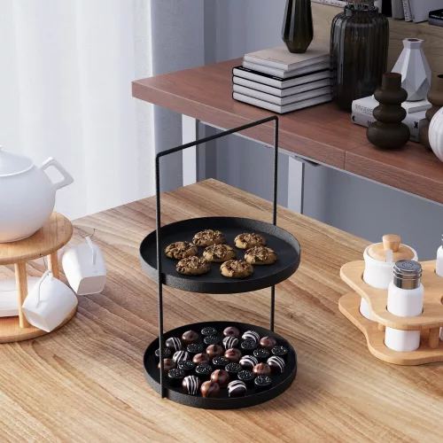 Elegáns fekete dekoratív fém tartozék, 21 cm átm