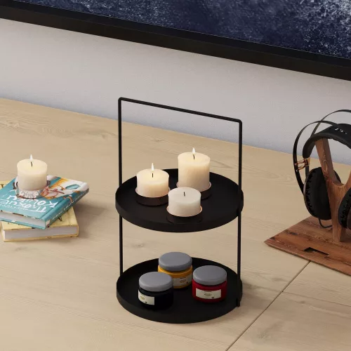 Elegáns fekete dekoratív fém tartozék, 21 cm átm