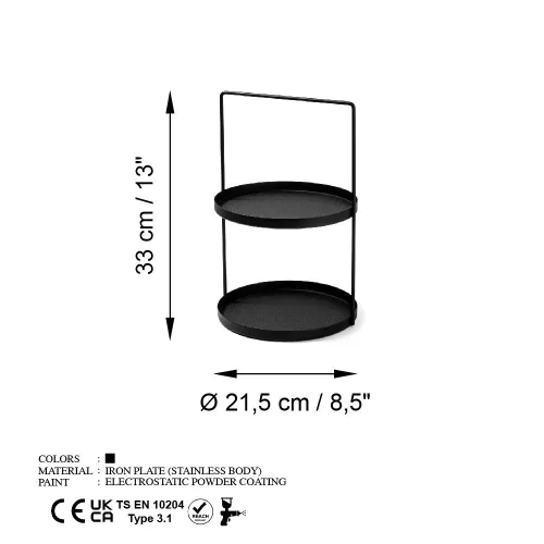 Elegáns fekete dekoratív fém tartozék, 21 cm átm